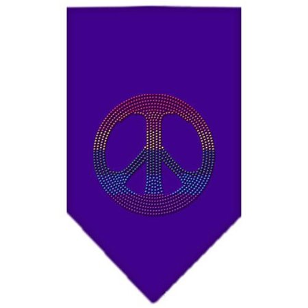 UNCONDITIONAL LOVE Rainbow Peace Sign Rhinestone Bandana Purple Large UN802825